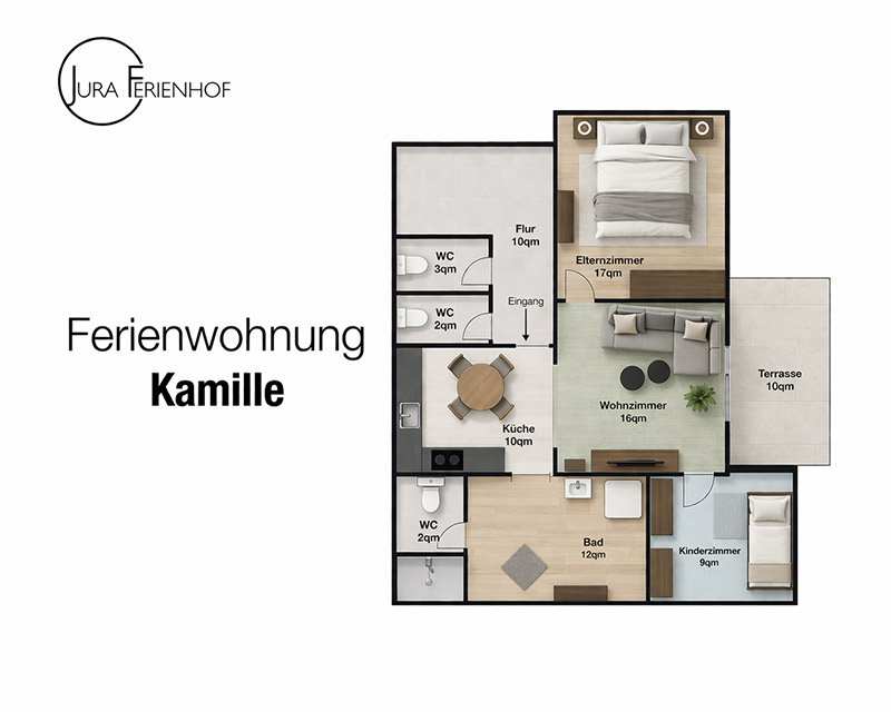 Grundriss Ferienwohnung Kamille